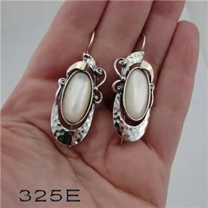 Hadar Designers 9k Yellow Gold Sterling Silver MOP Pearl Earrings Handmade (MS
