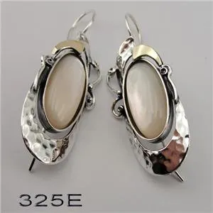 Hadar Designers 9k Yellow Gold Sterling Silver MOP Pearl Earrings Handmade (MS