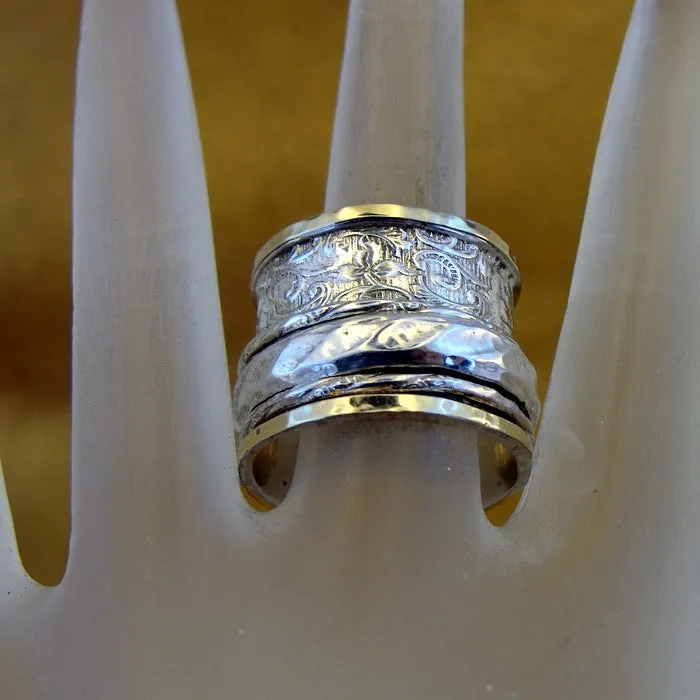 Hadar Designers 9k Yellow Gold Sterling Silver Ring 6,6.5, Swivel (B) LAST