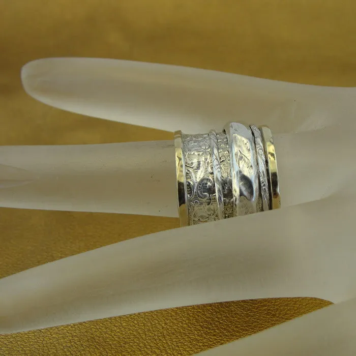 Hadar Designers 9k Yellow Gold Sterling Silver Ring 6,6.5, Swivel (B) LAST