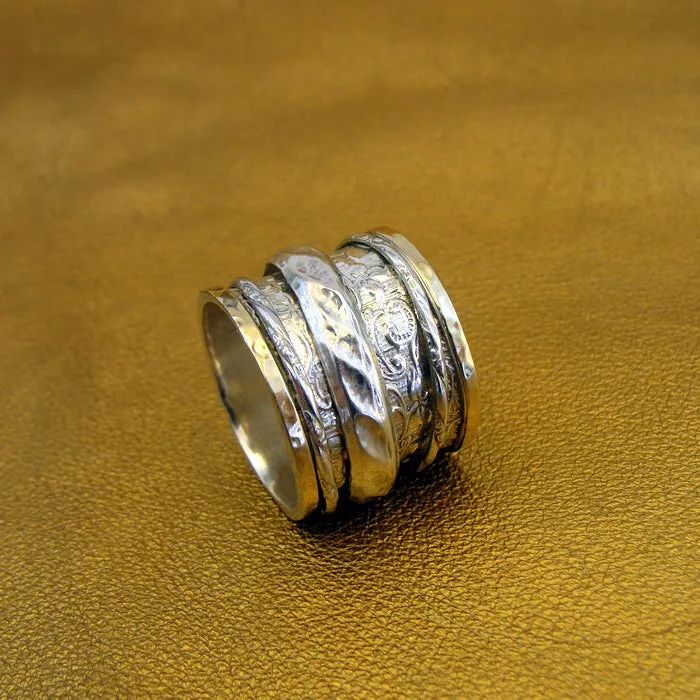 Hadar Designers 9k Yellow Gold Sterling Silver Ring 6,6.5, Swivel (B) LAST
