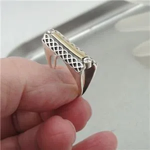 Hadar Designers 9k Yellow Gold Sterling Silver Zircon Ring, Handmade (MS