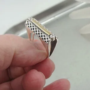Hadar Designers 9k Yellow Gold Sterling Silver Zircon Ring, Handmade (MS