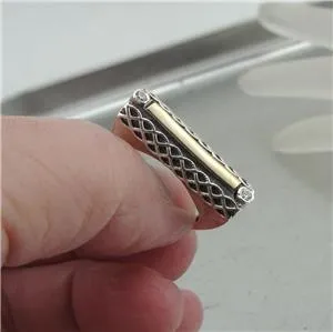 Hadar Designers 9k Yellow Gold Sterling Silver Zircon Ring, Handmade (MS