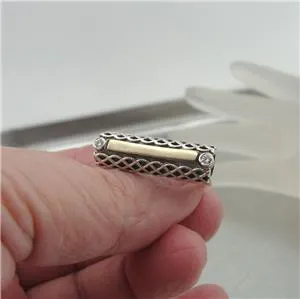 Hadar Designers 9k Yellow Gold Sterling Silver Zircon Ring, Handmade (MS