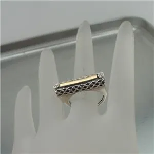 Hadar Designers 9k Yellow Gold Sterling Silver Zircon Ring, Handmade (MS