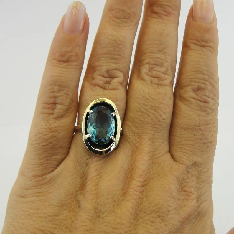 Hadar Designers Amethyst CZ 9k Yellow Gold 925 Silver Ring, MS