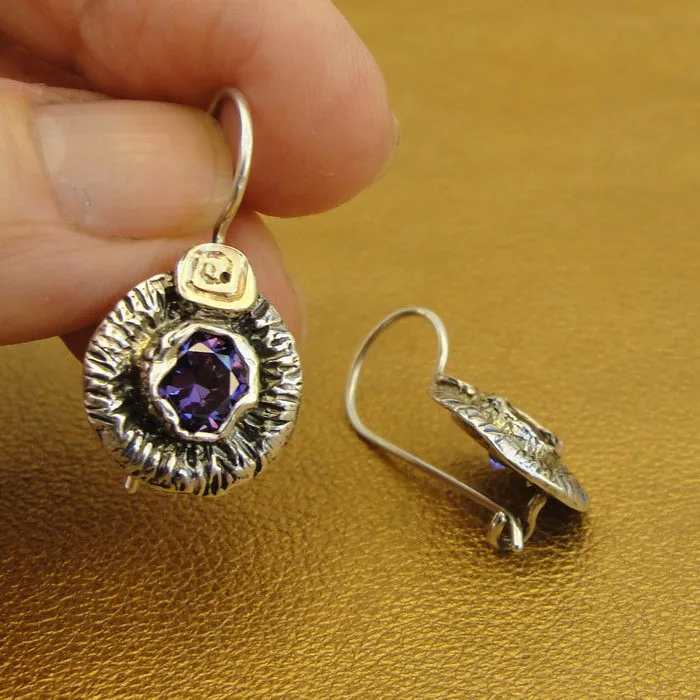 Hadar Designers Amethyst CZ 9k Yellow Gold Sterling Silver Ring sz 6.5 () LAST