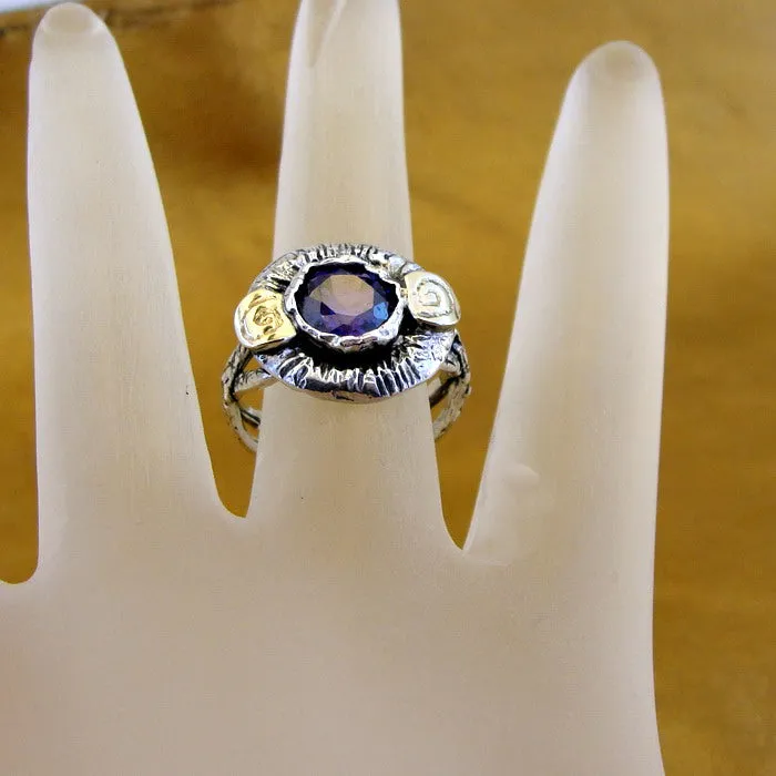Hadar Designers Amethyst CZ 9k Yellow Gold Sterling Silver Ring sz 6.5 () LAST