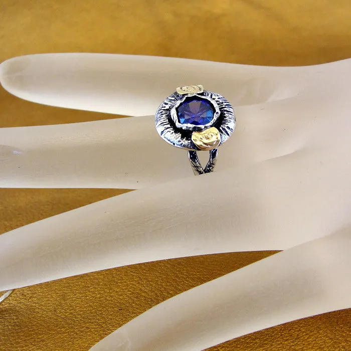 Hadar Designers Amethyst CZ 9k Yellow Gold Sterling Silver Ring sz 6.5 () LAST