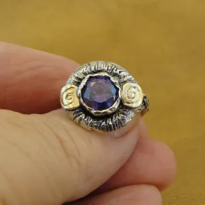 Hadar Designers Amethyst CZ 9k Yellow Gold Sterling Silver Ring sz 6.5 () LAST