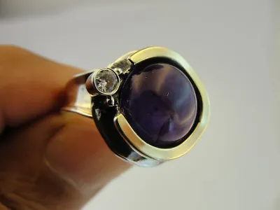 Hadar Designers Amethyst Ring 9k Yellow Gold 925 Silver 6,7,8,9,10 Handmade (Ms)