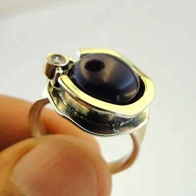 Hadar Designers Amethyst Ring 9k Yellow Gold 925 Silver 6,7,8,9,10 Handmade (Ms)