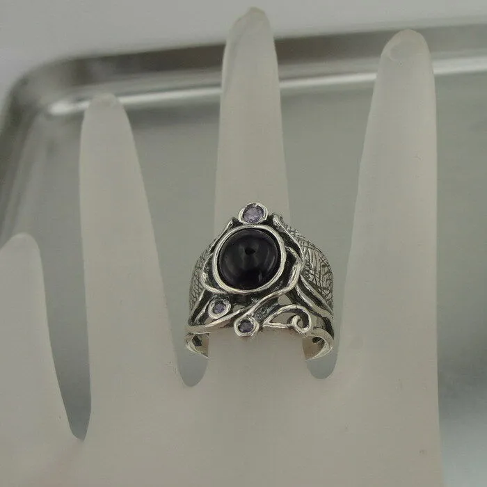 Hadar Designers Amethyst Ring sz 7, 7.5 925 Sterling Silver Handmade Art () SALE