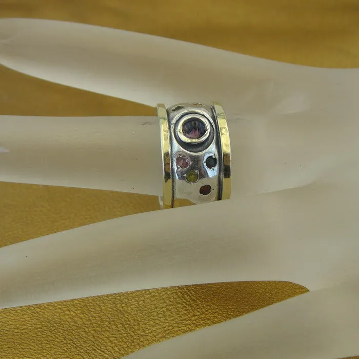 Hadar Designers Amethyst Ring Yellow Gold 925 Silver, Handmade (MS 1688)