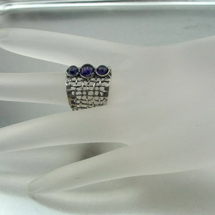 Hadar Designers Amethyst Ring,Handmade Sterling Silver (H 142) y