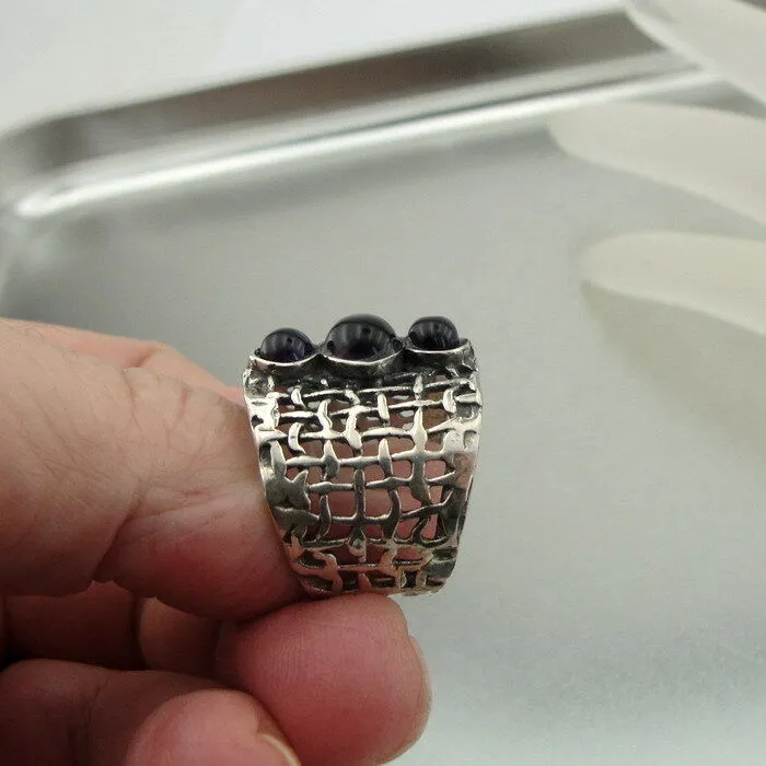 Hadar Designers Amethyst Ring,Handmade Sterling Silver (H 142) y