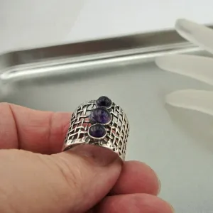 Hadar Designers Amethyst Ring,Handmade Sterling Silver (H 142) y