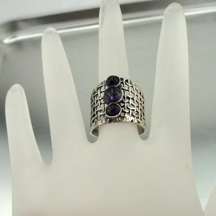 Hadar Designers Amethyst Ring,Handmade Sterling Silver (H 142) y
