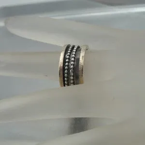 Hadar Designers Art Swivel 9k Yellow Gold Sterling Silver Ring 7.5, 8 (sp) SALE
