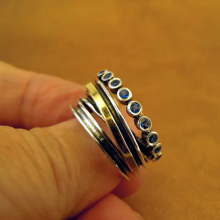 Hadar Designers Blue CZ Ring 9k Yellow Gold 925 Silver 7,7.5,8,9,10, Israel (MSY