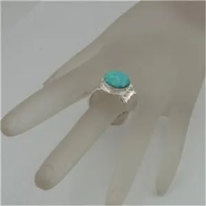 Hadar Designers Blue Opal Ring 6,7,8,9,10 Sterling 925 Silver Handmade(I r137sil