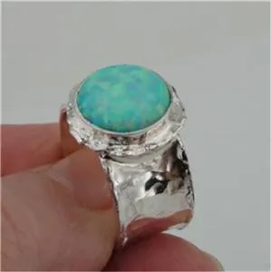 Hadar Designers Blue Opal Ring 6,7,8,9,10 Sterling 925 Silver Handmade(I r137sil