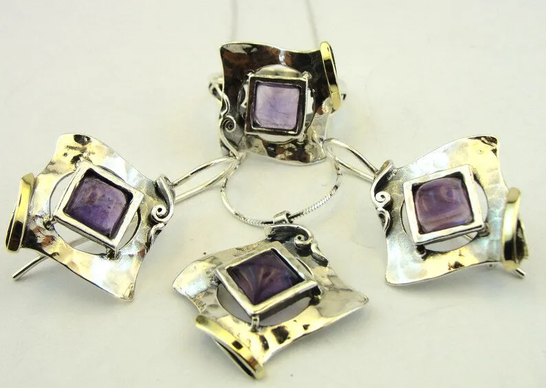 Hadar Designers Blue Topaz Earrings 9k Yellow Gold 925 Sterling Silver (ms 351)y