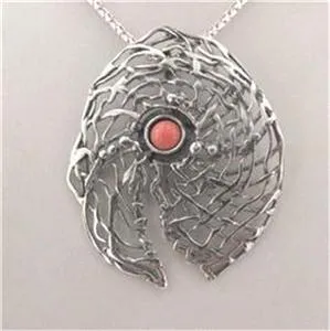 Hadar Designers Coral Pendent 925 Sterling Silver Handmade Large Art (H 448) y