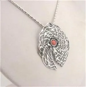 Hadar Designers Coral Pendent 925 Sterling Silver Handmade Large Art (H 448) y