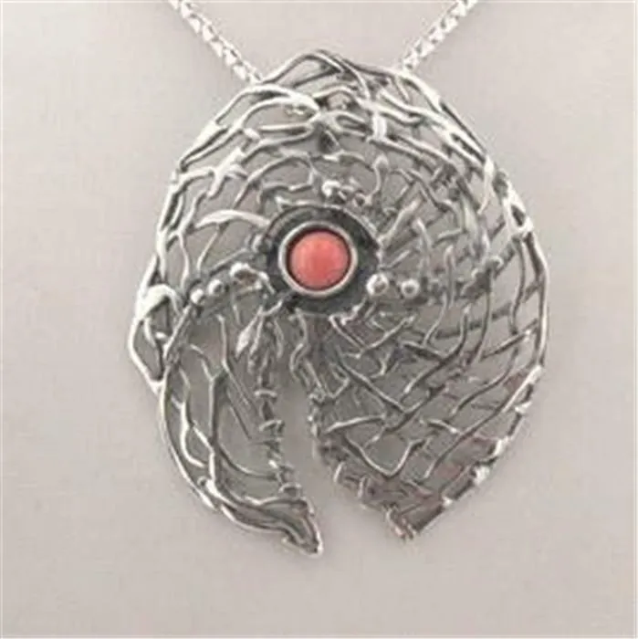 Hadar Designers Coral Pendent 925 Sterling Silver Handmade Large Art (H 448) y