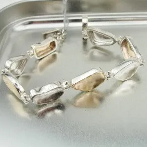 Hadar Designers Fab Handmade 9k Yellow Gold 925 Sterling Silver Bracelet (I b116