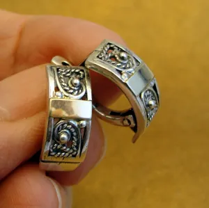 Hadar Designers Filigree Earrings 9K Yellow Gold Sterling Silver Handmade ()LAST