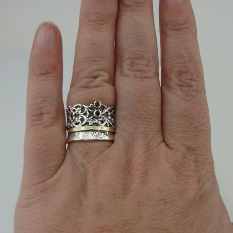 Hadar Designers Garnet CZ Ring 9k Yellow Gold 925 Silver 5.5,6,6.5,7,7,5 (MS)2y