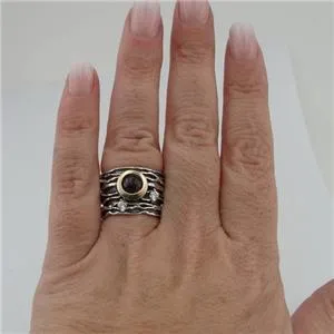 Hadar Designers Garnet Ring 9k Yellow Gold 925 Silver 6,7,8,9,10 Handmade (MS)
