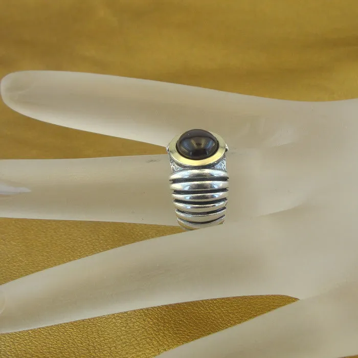 Hadar Designers Garnet Ring 9k Yellow Gold 925 Silver sz 6.5,7 Handmade (MS 1674)