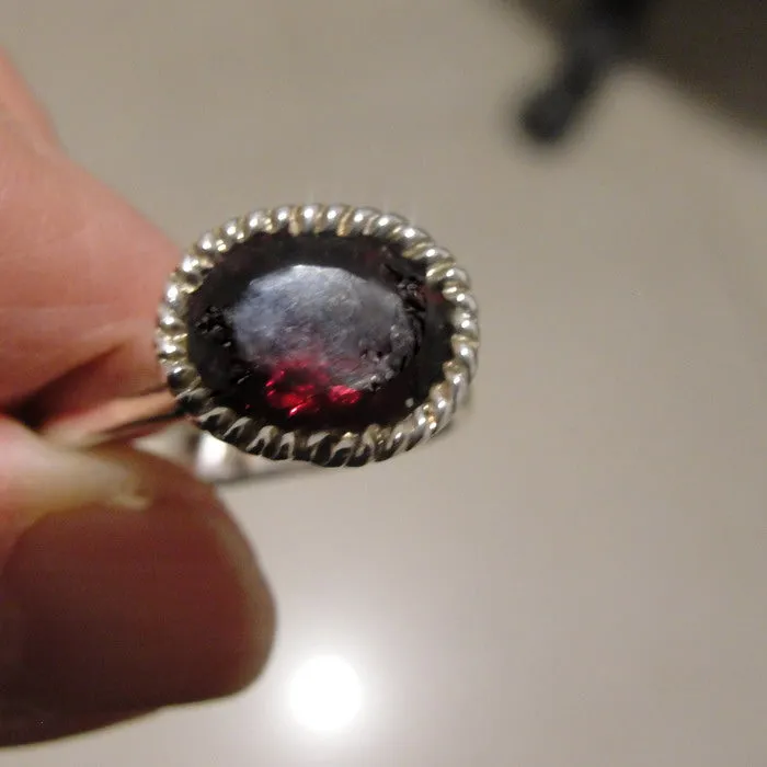 Hadar Designers Garnet Ring size 7,7.5, 8 Handmade Sterling 925 Silver (H) LAST
