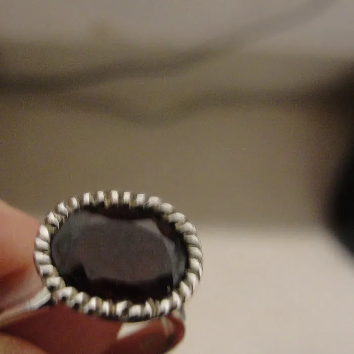 Hadar Designers Garnet Ring size 7,7.5, 8 Handmade Sterling 925 Silver (H) LAST