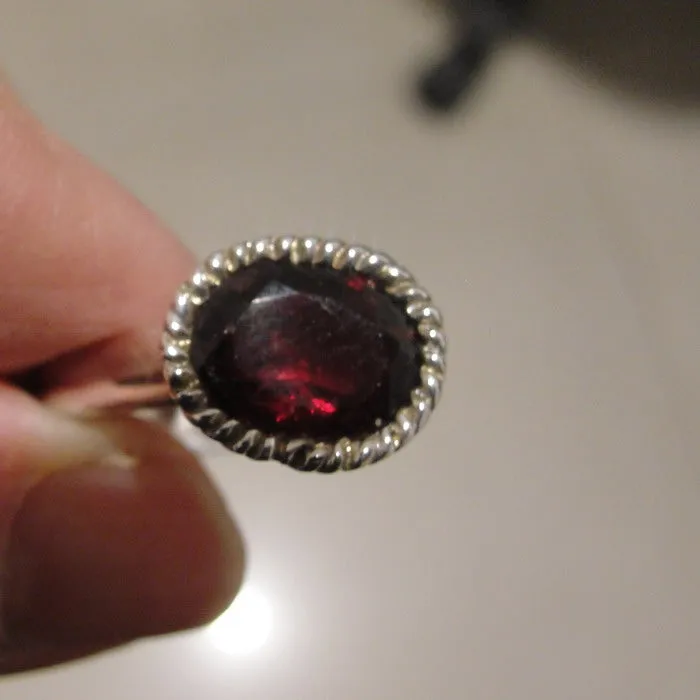 Hadar Designers Garnet Ring size 7,7.5, 8 Handmade Sterling 925 Silver (H) LAST