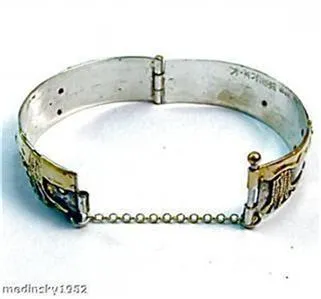 Hadar Designers Gorgeous Handmade 925 Sterling Silver Blue Opal Bracelet (b 77)
