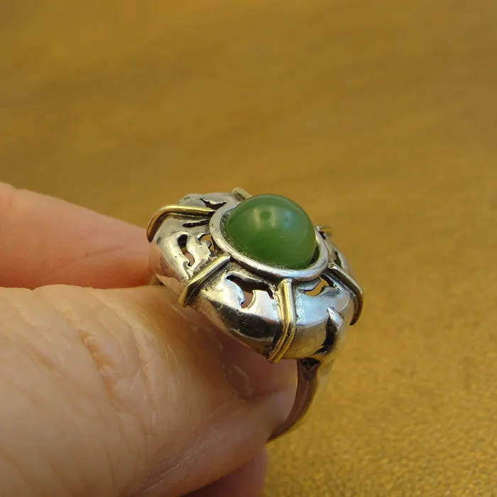 Hadar Designers Green Aventurine Ring 925 Sterling Silver size 8 Handmade ()Last
