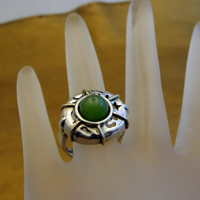 Hadar Designers Green Aventurine Ring 925 Sterling Silver size 8 Handmade ()Last