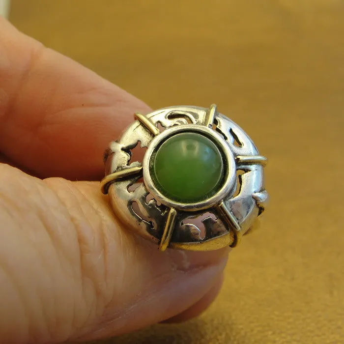 Hadar Designers Green Aventurine Ring 925 Sterling Silver size 8 Handmade ()Last