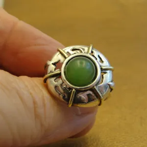 Hadar Designers Green Aventurine Ring 925 Sterling Silver size 8 Handmade ()Last
