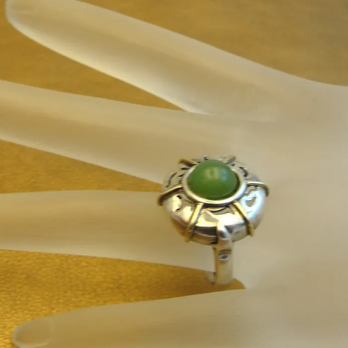 Hadar Designers Green Aventurine Ring 925 Sterling Silver size 8 Handmade ()Last