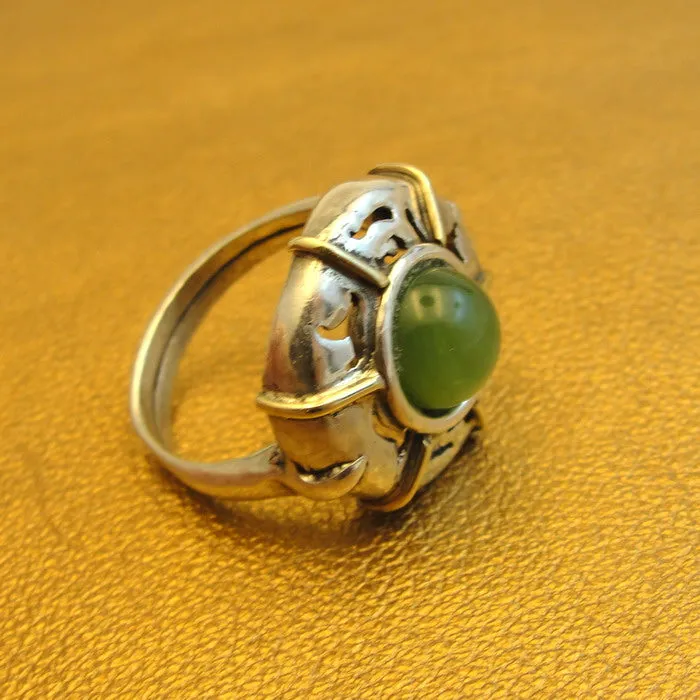 Hadar Designers Green Aventurine Ring 925 Sterling Silver size 8 Handmade ()Last