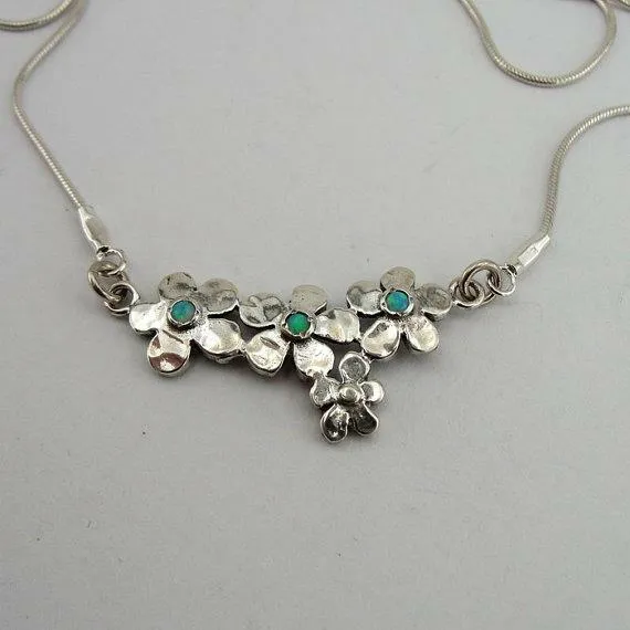 Hadar Designers Handmade 925 Sterling Silver Blue Opal Necklace Pendant (s)