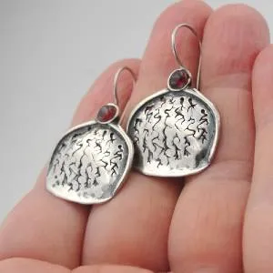 Hadar Designers Handmade 925 Sterling Silver Dangle Garnet Earrings (H) SALE