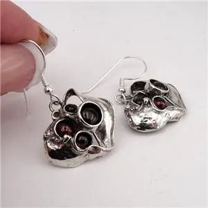 Hadar Designers Handmade 925 Sterling Silver Dangle Red Garnet Earrings (H