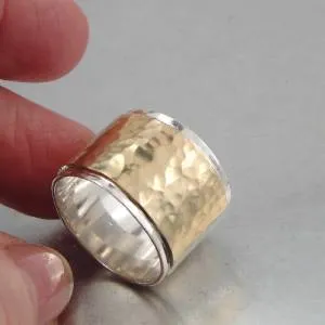 Hadar Designers Handmade 9k Yellow Gold Sterling Silver Ring 6,7,8,9 (I r129b)Y